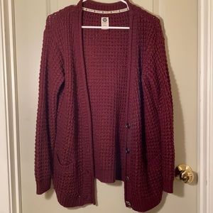 Burgundy Knit Cardigan